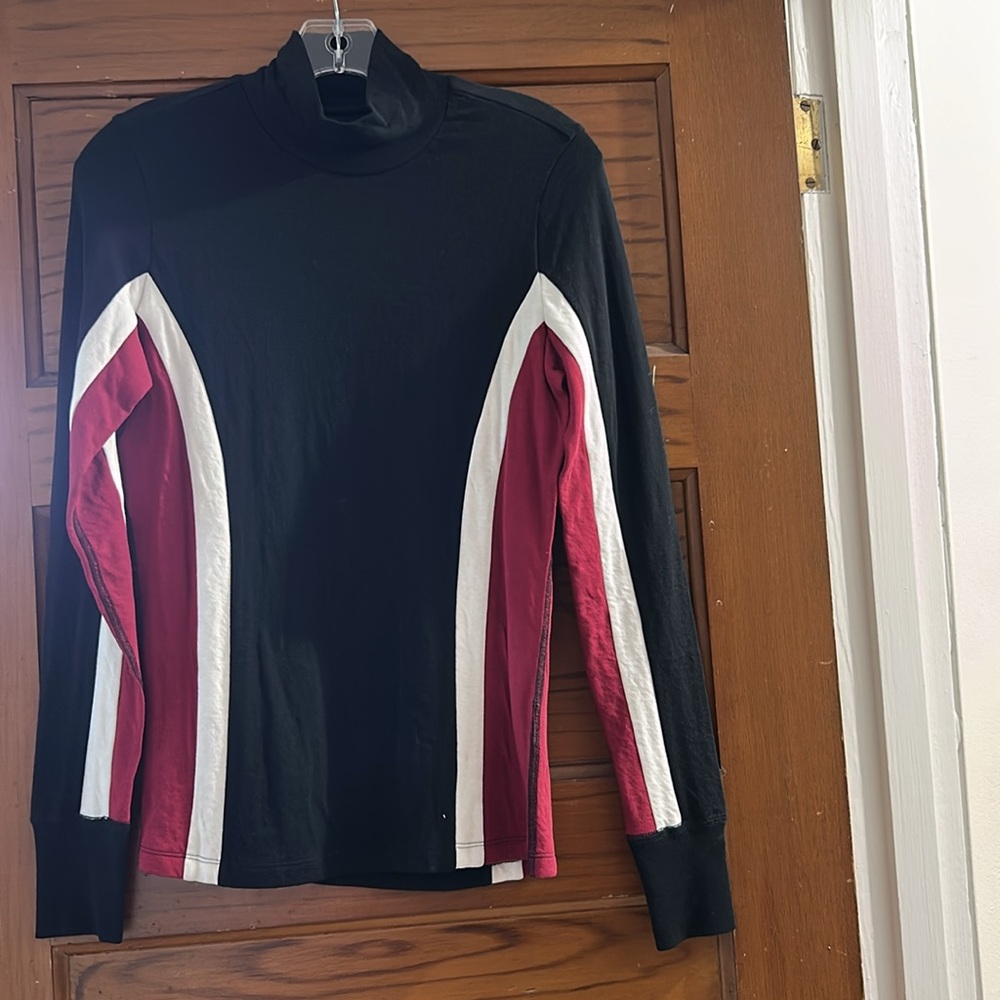 Alp N Rock  Black Long Sleeve women’s Halle mock neck.
The red is a dark red.